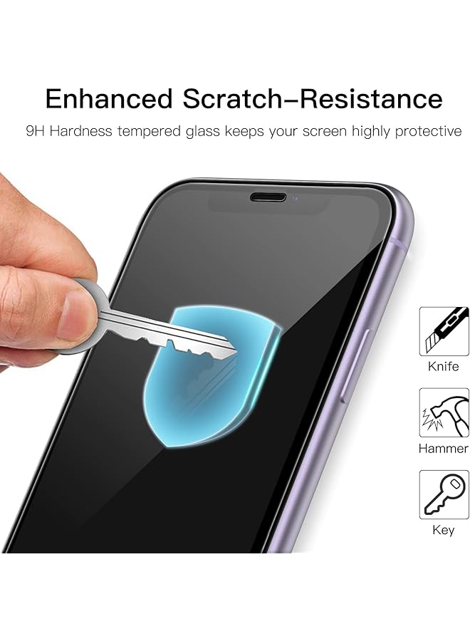 جي تيك واقي شاشة بتغطية كاملة لهاتف آيفون 11 إكس آر مقاس 6.1 بوصة بحافة سوداء من الزجاج المقوى مع أداة تثبيت سهلة، عبوة من 3 قطع شفافة عالية الدقة - Image 5