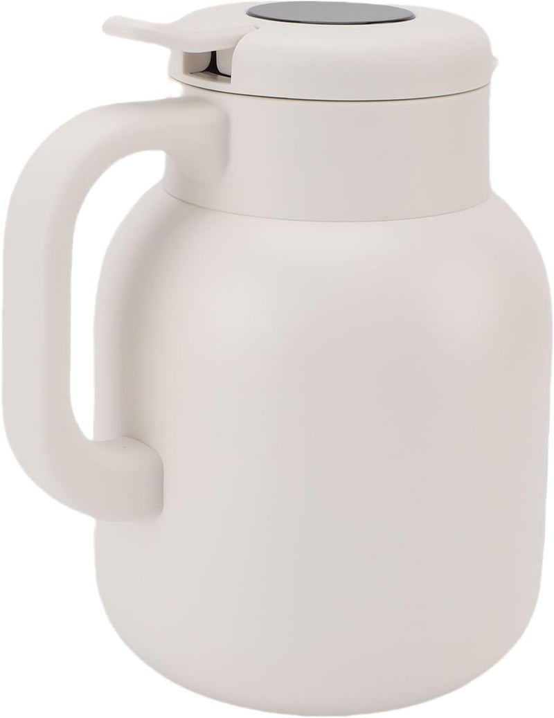 Mumusuki Insulated Teapot, 1500ml Stainless Steel Vacuum Coffee Carafe with Leak Proof Lid and Temperature Display, for Hot Cold Coffee Tea Milk Beverages (White) - Image 4