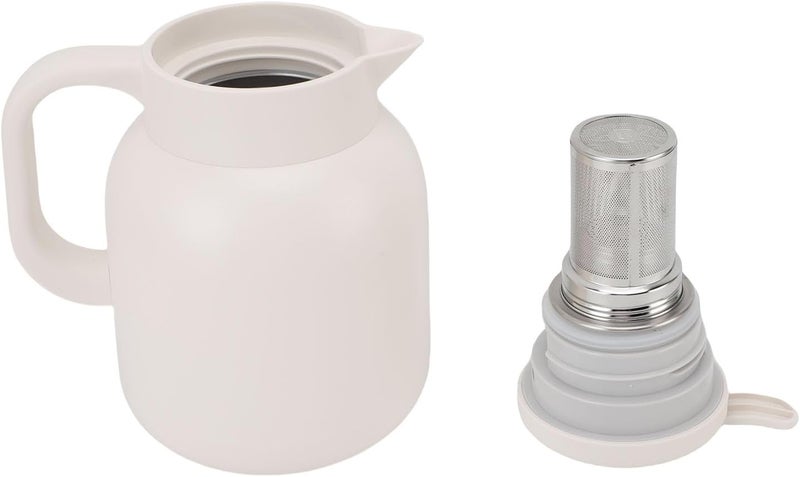 Mumusuki Insulated Teapot, 1500ml Stainless Steel Vacuum Coffee Carafe with Leak Proof Lid and Temperature Display, for Hot Cold Coffee Tea Milk Beverages (White) - Image 5