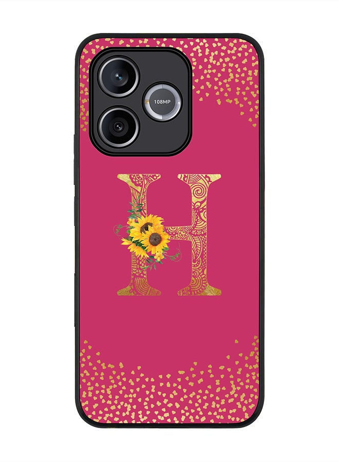 Stylizedd For Honor 600 Lite / 500 Smart / Honor X80i Case,Slim fit Camera Protection, Shockproof Thin Phone cover  - Custom Floral Monogram - H ( Deep Pink ) - Image 1