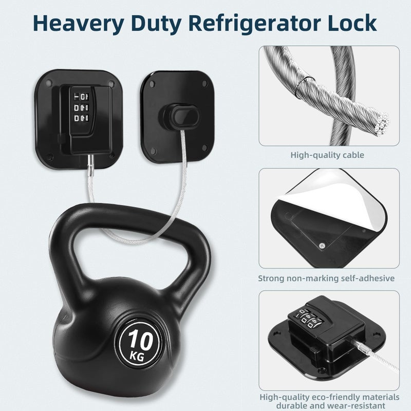 AMMIY Refrigerator Lock, Heavy Duty Fridge Lock,Child Proof Cabinet Locks,Easy Install,Combination Lock for Drawers, Ovens, Trash Cans(Black- 2Pack) - Image 3
