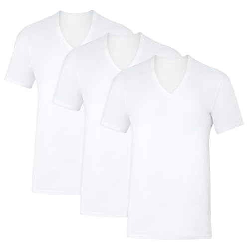 Hanes Men's Sweat Block Undershirt, Underarm Sweat Blocking Tee, White V-Neck T-Shirt, 3-Pack - Image 1