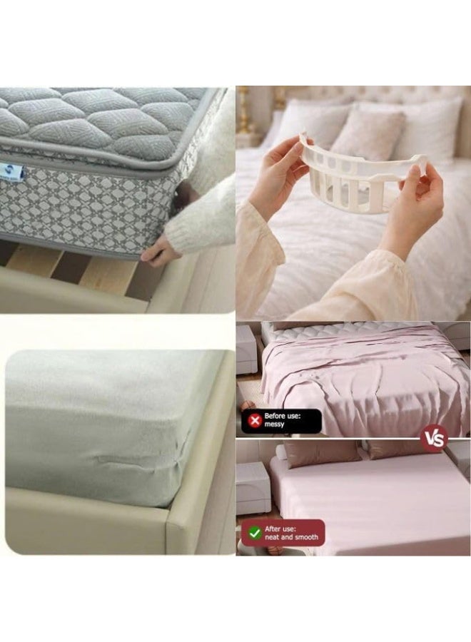 ناما مجموعة مثبتات ملاءات السرير، 4 قطع، مشابك بيضاء مانعة للانزلاق لتثبيت الملاءات ومنع انزلاقها، مناسبة لجميع أحجام المراتب، مستلزمات المنزل وغرفة النوم - Image 5