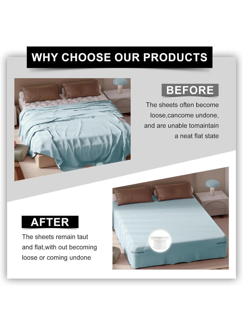 ناما مجموعة مثبتات ملاءات السرير، 4 قطع، مشابك بيضاء مانعة للانزلاق لتثبيت الملاءات ومنع انزلاقها، مناسبة لجميع أحجام المراتب، مستلزمات المنزل وغرفة النوم - Image 4