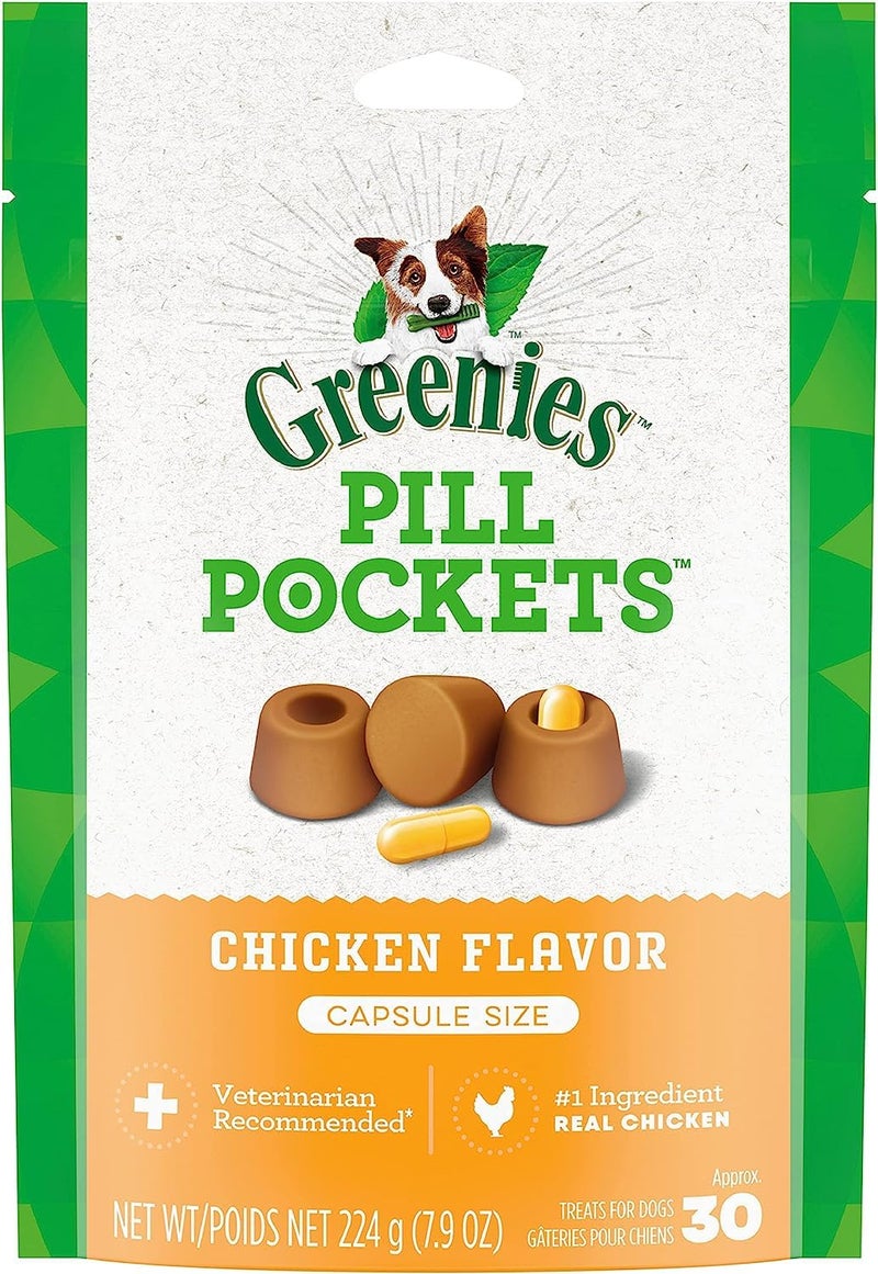 Greenies Pill Pockets Chicken Capsule Size 30 Count | 3 Pack Dog Medicine Treats2 - Image 1