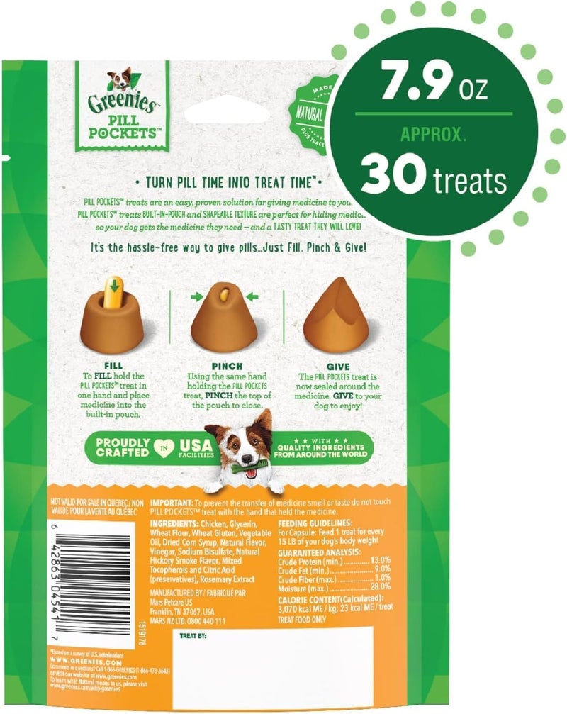 Greenies Pill Pockets Chicken Capsule Size 30 Count | 3 Pack Dog Medicine Treats2 - Image 2