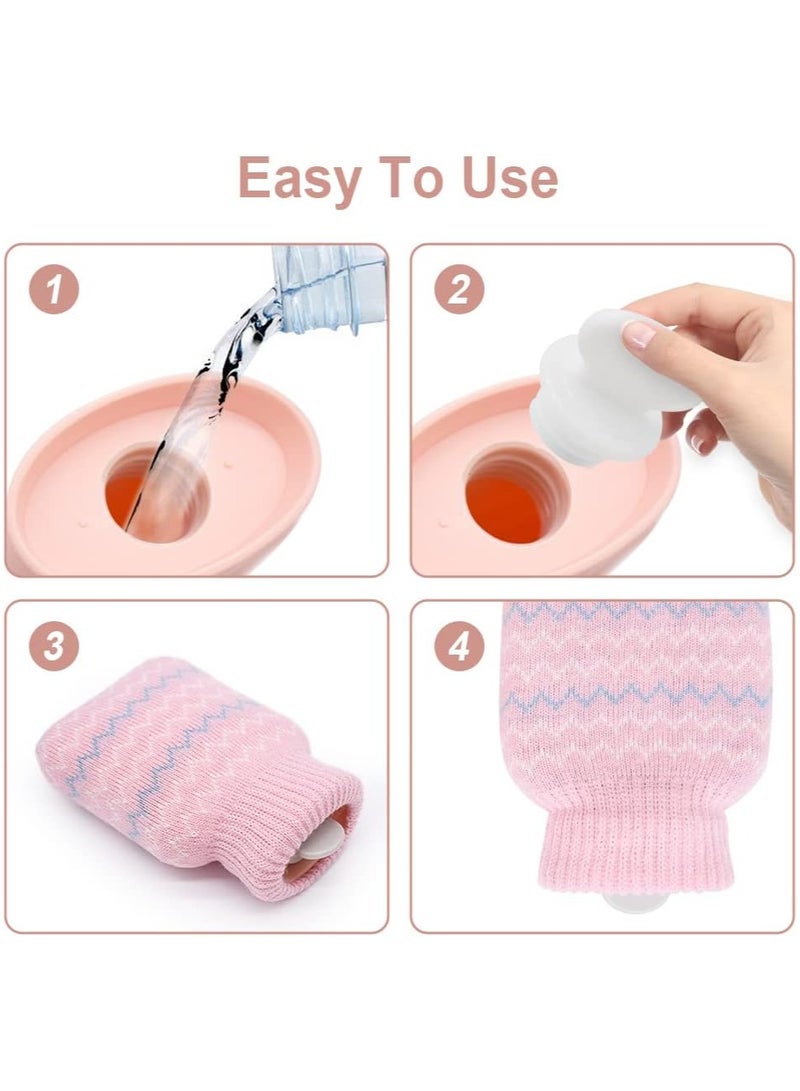 Arabest Hot Water Bottle, Hot Water Pouch with Knit Cover, Portable Removable and Washable Knit Bottle Covers, Lovely and Reusable Silicone Hot Water Bottle Bag, Wearable Hot Water Bottle for Neck - Image 2