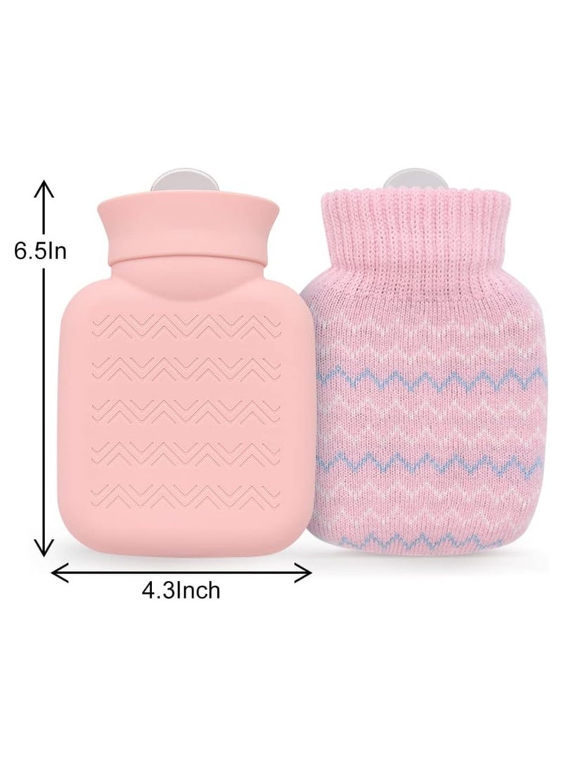 Arabest Hot Water Bottle, Hot Water Pouch with Knit Cover, Portable Removable and Washable Knit Bottle Covers, Lovely and Reusable Silicone Hot Water Bottle Bag, Wearable Hot Water Bottle for Neck - Image 3