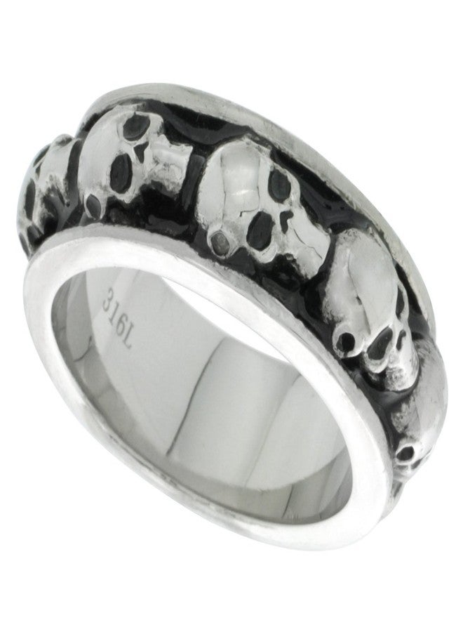 Sabrina Silver Surgical Stainless Steel Skull Wedding Ring 9 mm Size 10 - Image 1