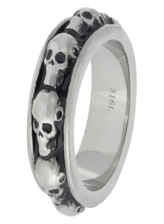 Sabrina Silver Surgical Stainless Steel Skull Wedding Ring 9 mm Size 10 - Image 2