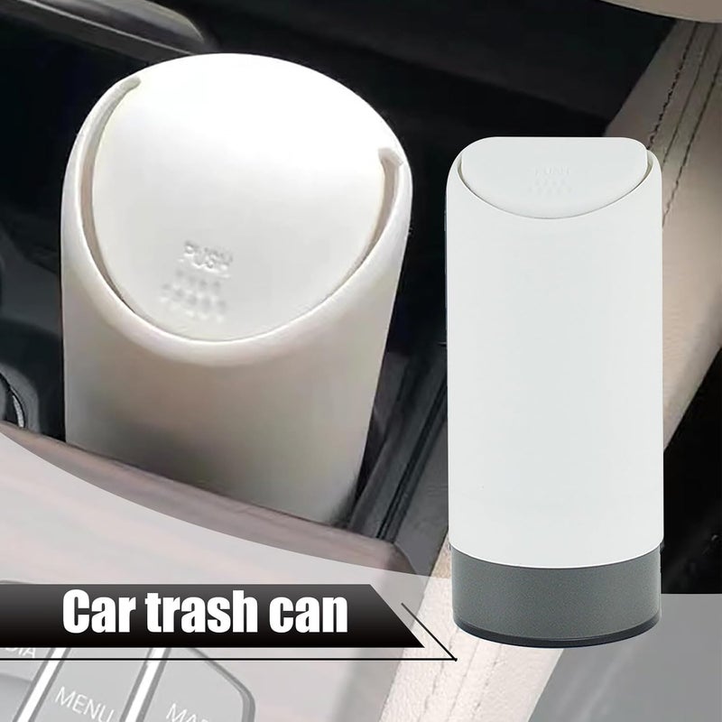 Portable Car Trash Can with Lid - 6.29" x 2.55" Silicone Cup Holder Waste Bin - Elastic Press Opening - Environmentally Friendly Mini Organizer for Most Car Models (White) - Image 3
