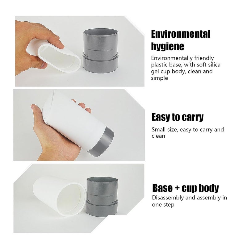 Portable Car Trash Can with Lid - 6.29" x 2.55" Silicone Cup Holder Waste Bin - Elastic Press Opening - Environmentally Friendly Mini Organizer for Most Car Models (White) - Image 4