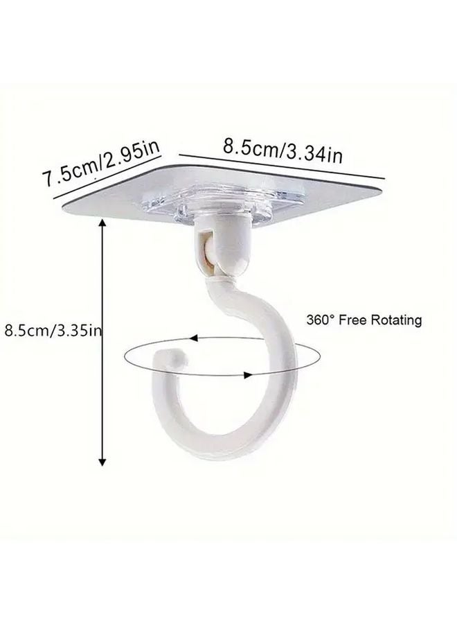 White 5Pcs Heavy Duty Adhesive Ceiling Hooks 360 Rotating for Hanging Plants Wind Chimes - Image 4