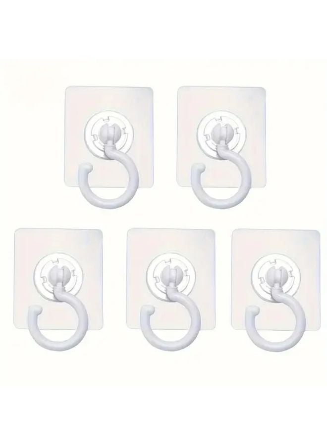 White 5Pcs Heavy Duty Adhesive Ceiling Hooks 360 Rotating for Hanging Plants Wind Chimes - Image 1