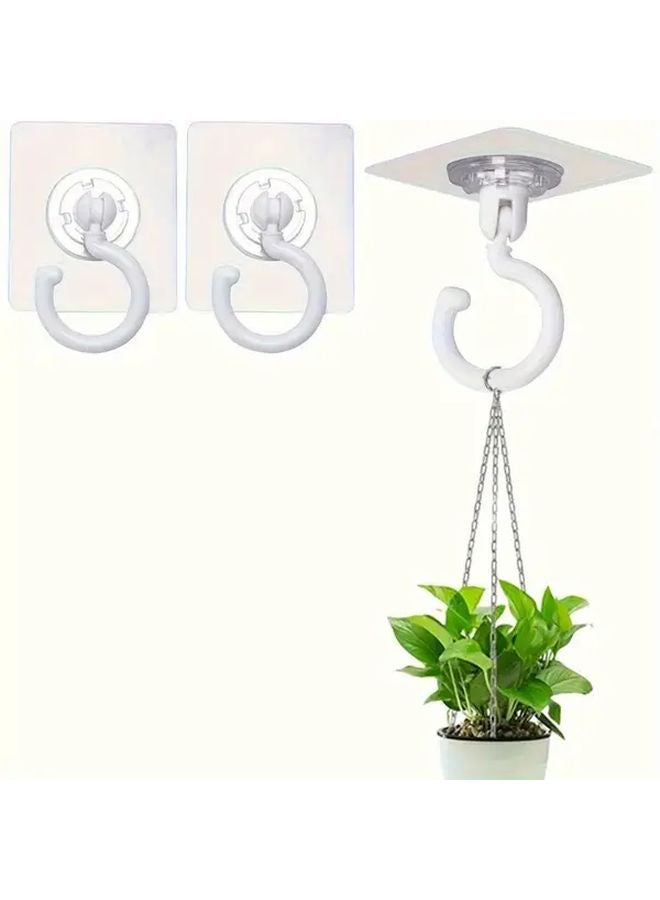 White 5Pcs Heavy Duty Adhesive Ceiling Hooks 360 Rotating for Hanging Plants Wind Chimes - Image 3