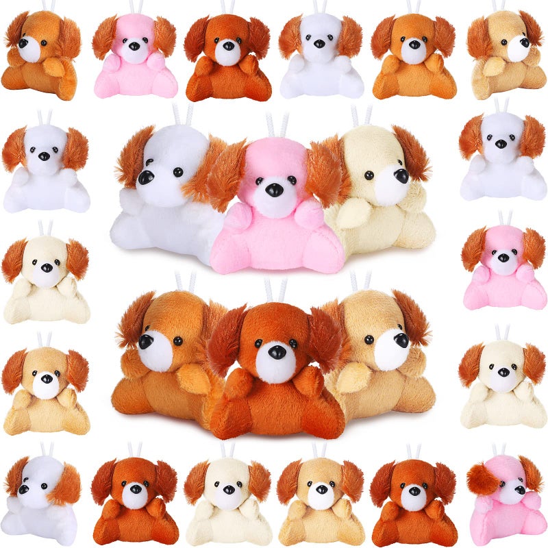 Aoriher 24 Pcs Mini Dog Plush Stuffed Animal Toys Bulk 315 Inch Operation Christmas Small Cute Puppy Keychain Handbag Pendant Adopt a Dog School Party Favor Gift for Birthday Classroom Carnival Prize - Image 3