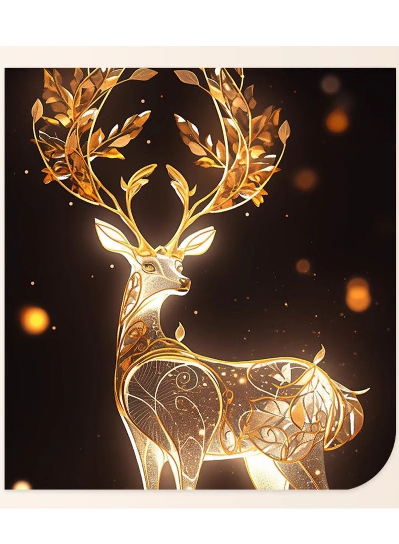 Bliss Vie BLISS VIE Abstract Modern Retro Trend Decor Luxury Style Crystal Porcelain Wall Painting Wall Art for Bedroom Living Room Aluminium Alloy Frame (Golden Deer 1, 50 x 100 cm)  - Image 2