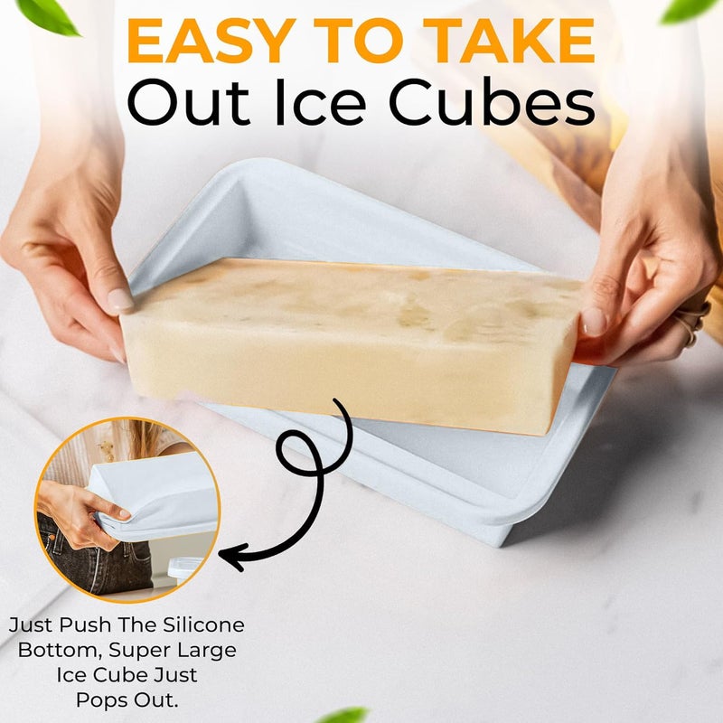 MT.BAY (2 Pack) Large Silicone Freezer Containers For Soup, Pasta Sauce, Leftovers, Broth & More - 6 Cup Reusable BPA Free Non Plastic Food Storage Freezing Ice Trays With Lids & Measurement Lines - Image 4