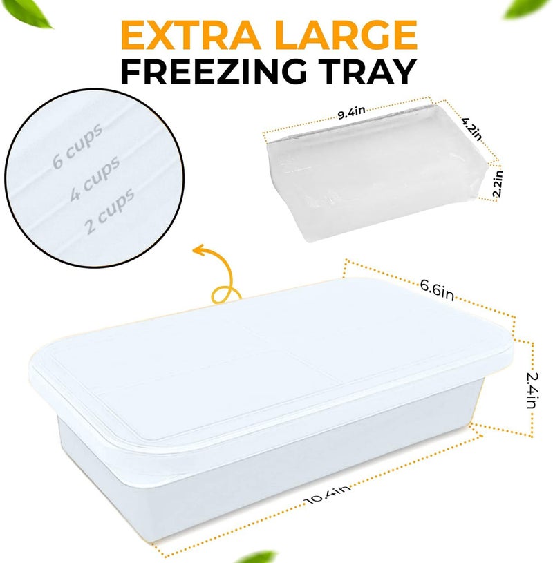 MT.BAY (2 Pack) Large Silicone Freezer Containers For Soup, Pasta Sauce, Leftovers, Broth & More - 6 Cup Reusable BPA Free Non Plastic Food Storage Freezing Ice Trays With Lids & Measurement Lines - Image 3
