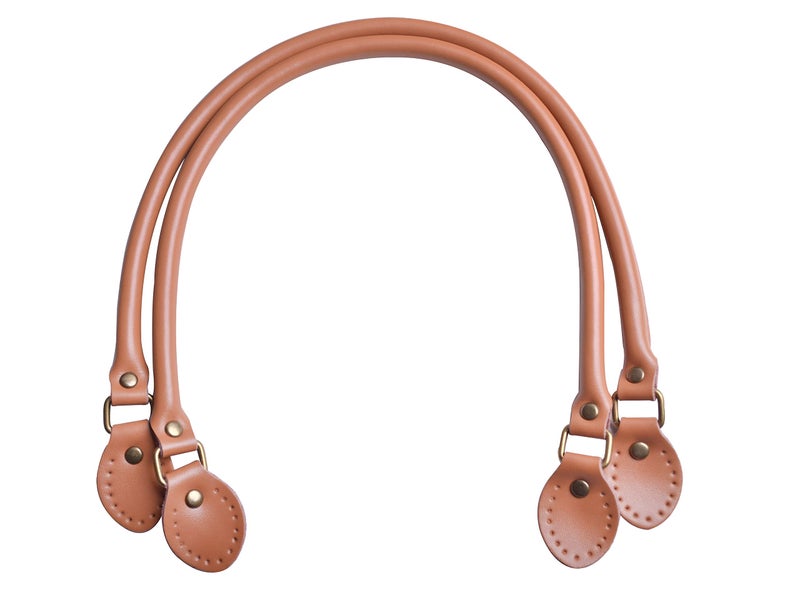 Wento Pair 23.6 Inches Purses Straps, Cowhide Leather, Camel Brown