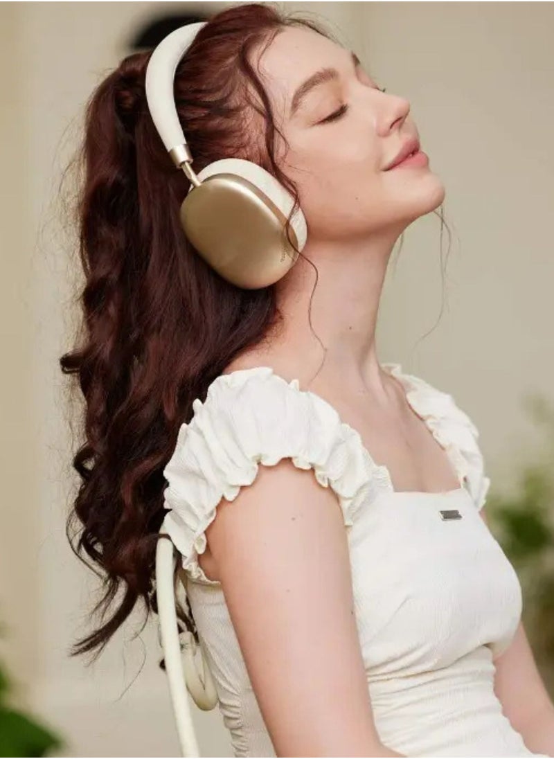 بورودو - سماعات رأس لاسلكية Soundtec ANC Airpod MAX، مساعد صوتي، سعة بطارية 400 مللي أمبير في الساعة، وقت شحن لمدة ساعتين، وقت عمل يصل إلى 51 ساعة، وضع الألعاب - ذهبي - Image 1
