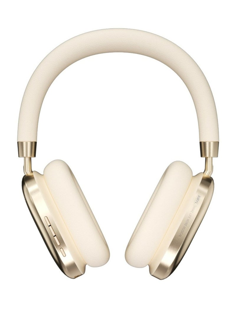 بورودو - سماعات رأس لاسلكية Soundtec ANC Airpod MAX، مساعد صوتي، سعة بطارية 400 مللي أمبير في الساعة، وقت شحن لمدة ساعتين، وقت عمل يصل إلى 51 ساعة، وضع الألعاب - ذهبي - Image 1