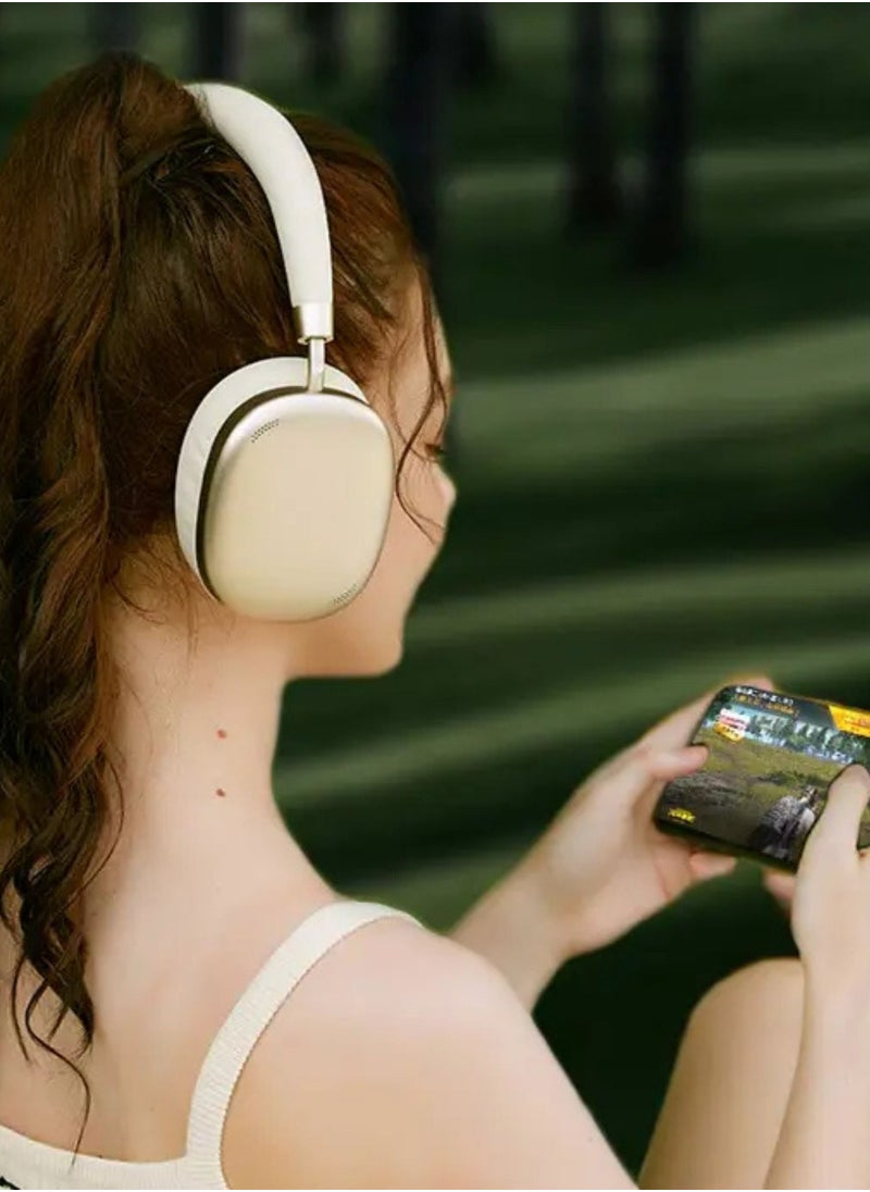 بورودو - سماعات رأس لاسلكية Soundtec ANC Airpod MAX، مساعد صوتي، سعة بطارية 400 مللي أمبير في الساعة، وقت شحن لمدة ساعتين، وقت عمل يصل إلى 51 ساعة، وضع الألعاب - ذهبي - Image 1