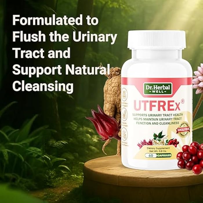DR. HERBAL WELL UTFREX Clinically Proven Urinary Tract UTI Health Supplement Natural Support Cleanse Flush Protect (No Probiotics & D-Mannose) – 60 Capsules - Image 4