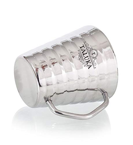 Taluka Stainless Steel Ribbed Conical Insulated Double Wall Coffee and Tea Mug Cup Set of 2 200 ml Hotel Home Restaurant Silver - Image 4