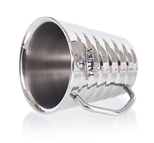 Taluka Stainless Steel Ribbed Conical Insulated Double Wall Coffee and Tea Mug Cup Set of 2 200 ml Hotel Home Restaurant Silver - Image 3