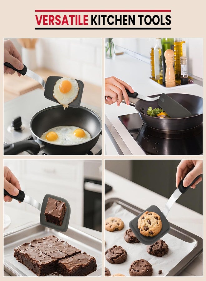 Unicook 2-Piece Small Silicone Spatula Set, Heat-Resistant Kitchen Spatula Turner Set for Nonstick Cookware, Flexible Kitchen Utensils for Flipping Eggs, Pancakes, or Lifting Cookies and Brownies - Image 4