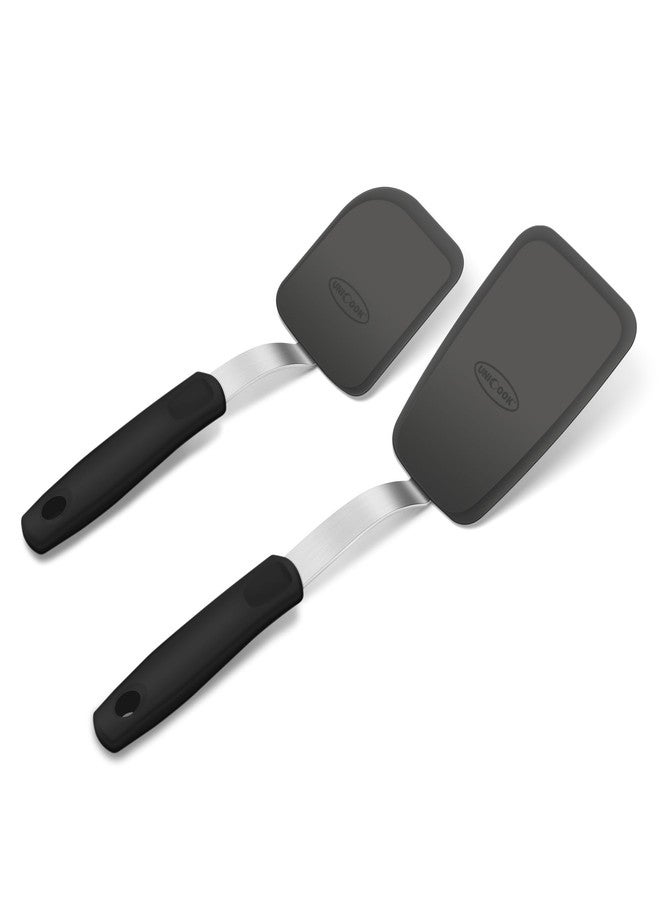 Unicook 2-Piece Small Silicone Spatula Set, Heat-Resistant Kitchen Spatula Turner Set for Nonstick Cookware, Flexible Kitchen Utensils for Flipping Eggs, Pancakes, or Lifting Cookies and Brownies - Image 1