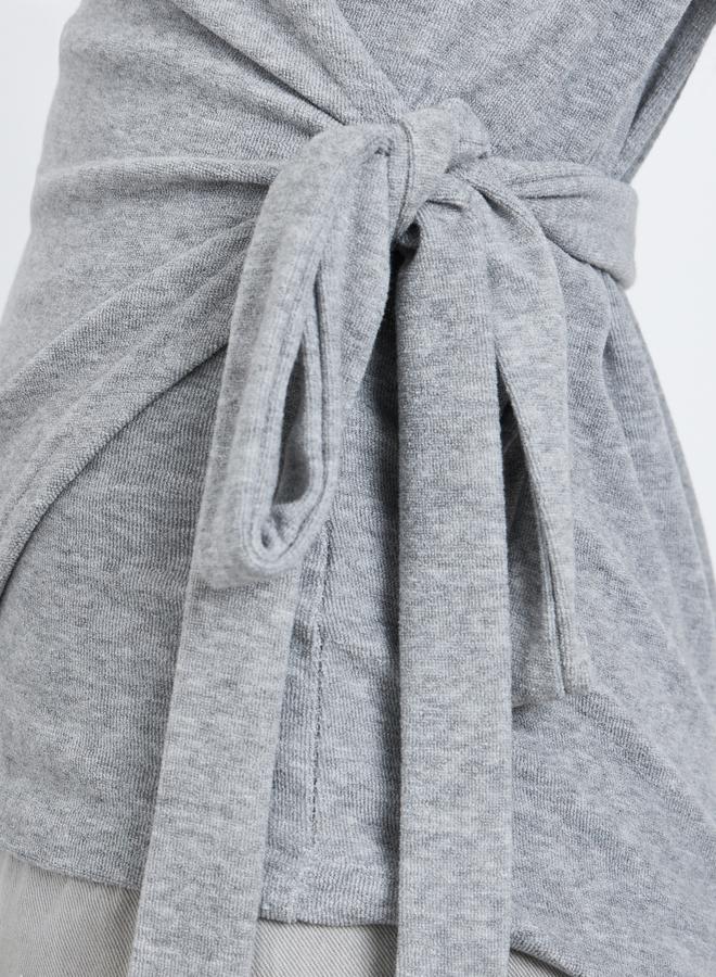 Styli Grey Plain Long Sleeve Wrap Knit Top - Image 3