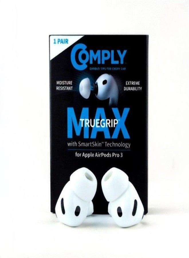 Comply TrueGrip MAX | Premium Memory Foam Replacement Earbud Tips for Apple AirPods Pro Gen 3 | Long Lasting Comfort, MAX Durability, Secure Fit, Superior Noise Isolation| White (Large) (1 Pair) - Image 1