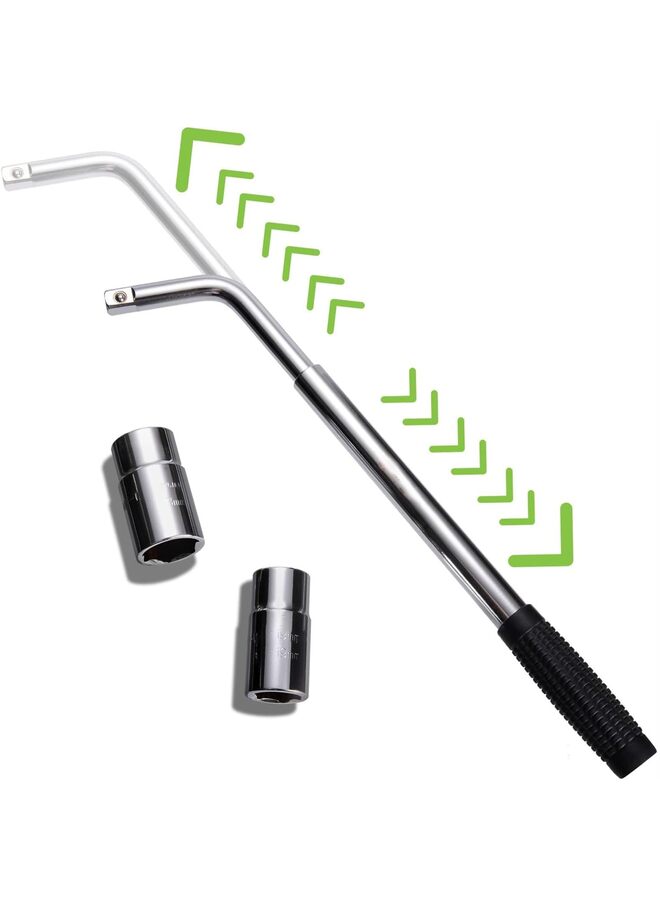 مفتاح ربط عجلات تلسكوبي، دعامة عجلة قابلة للتمديد، مفاتيح صواميل العجلات، أدوات إصلاح الإطارات، مزيل صواميل العجلات، محرك نصف مع مقابس 17/19 مم و21/23 مم، حقيبة قماشية للتخزين - Image 3