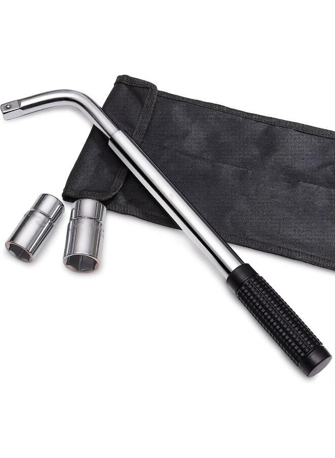 مفتاح ربط عجلات تلسكوبي، دعامة عجلة قابلة للتمديد، مفاتيح صواميل العجلات، أدوات إصلاح الإطارات، مزيل صواميل العجلات، محرك نصف مع مقابس 17/19 مم و21/23 مم، حقيبة قماشية للتخزين - Image 1