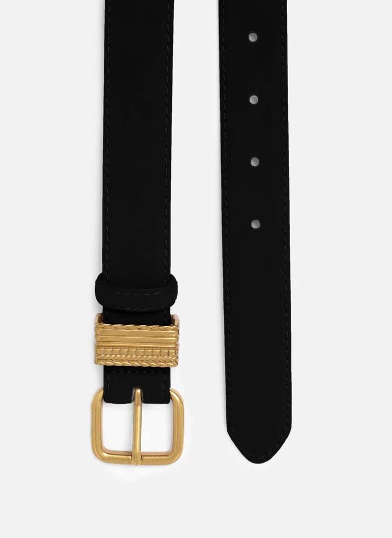 Lichi Wide belt with textured metal studs