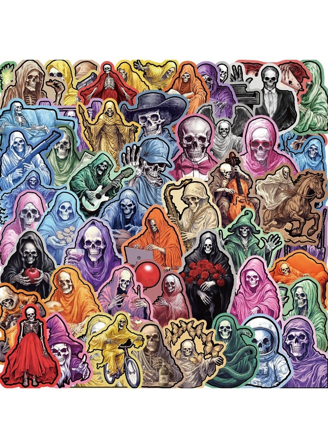 NIBEMINENT 55 Pcs The Skeleton Man's Secret Deco Kit Waterproof Stickers, High Definition Printing Bright Colors, Suitable for Laptop Skateboard Luggage Water Bottle Guitar DIY - Image 1