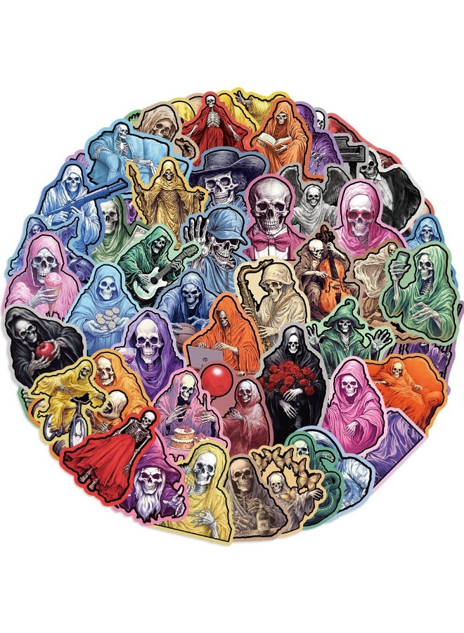 NIBEMINENT 55 Pcs The Skeleton Man's Secret Deco Kit Waterproof Stickers, High Definition Printing Bright Colors, Suitable for Laptop Skateboard Luggage Water Bottle Guitar DIY - Image 2