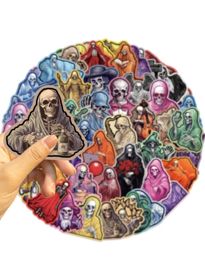 NIBEMINENT 55 Pcs The Skeleton Man's Secret Deco Kit Waterproof Stickers, High Definition Printing Bright Colors, Suitable for Laptop Skateboard Luggage Water Bottle Guitar DIY - Image 3