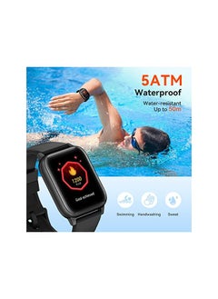 PROMASS Smart Watch, Parsonver 5ATM Waterproof Fitness Watch for Swimming with 16 Sports Modes, Heart Rate, Blood Oxygen, Sleep Monitor, 1.69" Smartwatch for Android and iPhone Compatible, Black, LW45  - Image 2