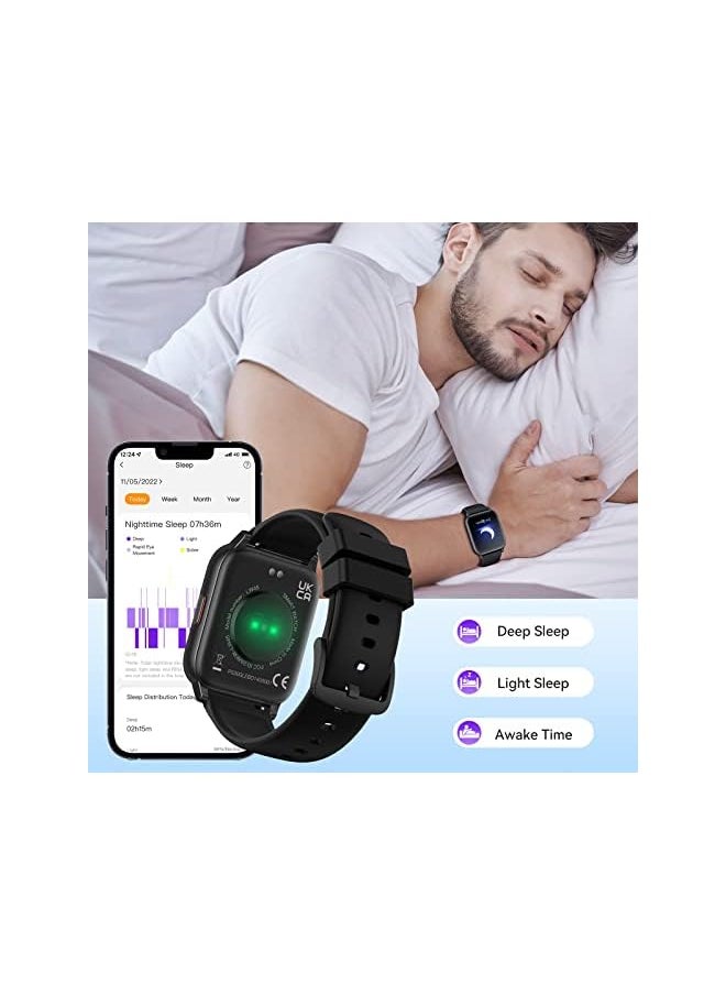 PROMASS - Smart Watch, Parsonver 5ATM Waterproof Fitness Watch for Swimming with 16 Sports Modes, Heart Rate, Blood Oxygen, Sleep Monitor, 1.69" Smartwatch for Android and iPhone Compatible, Black, LW45 - Image 1