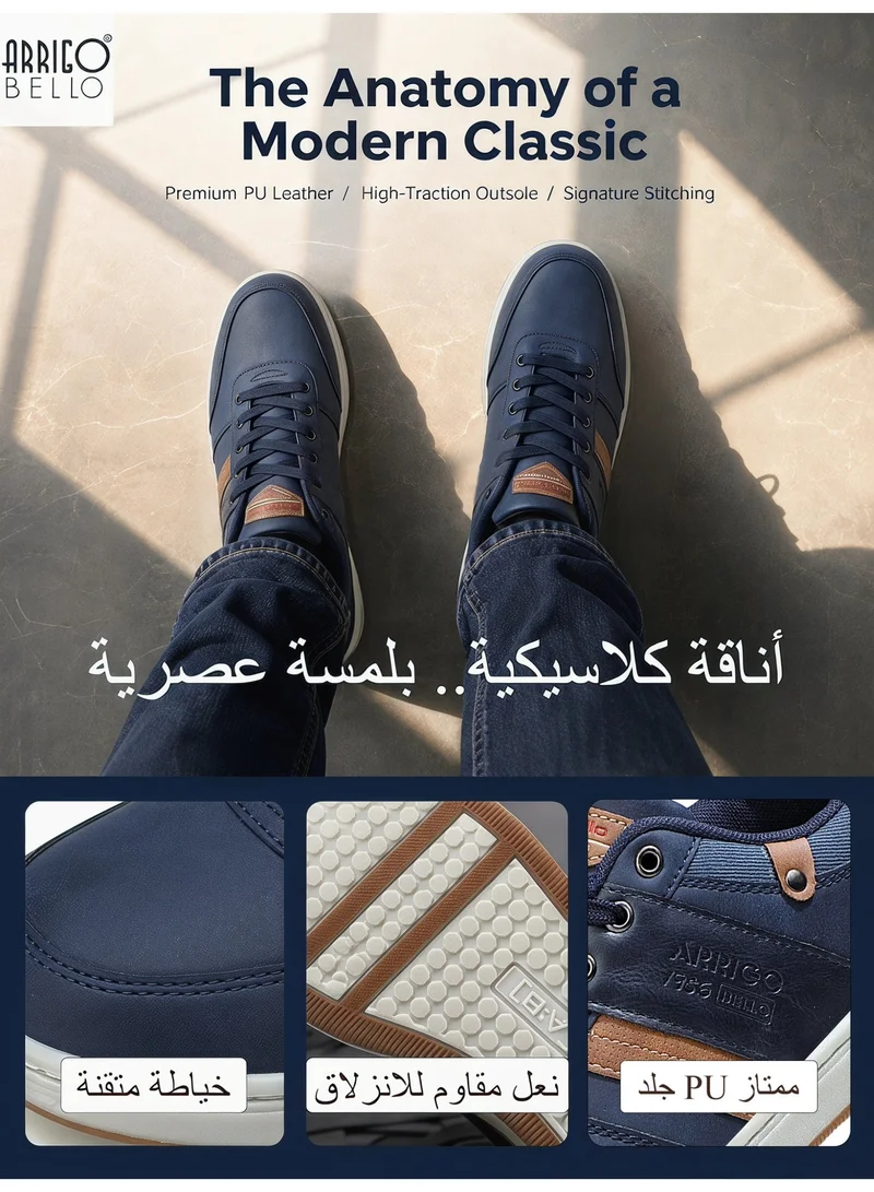 ARRIGO BELLO Navy ARRIGO BELLO Men's Stylish Sneakers Low Top Casual Lace-up Shoes for Daily Wear for Men | Best Price UAE