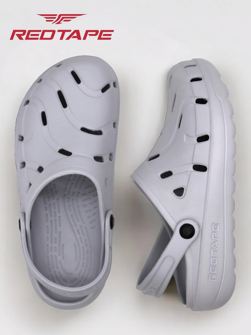Red Tape Men's Discover Comfortable Clogs || Sandals with Adjustable Back Strap for Men Light Grey - Image 2