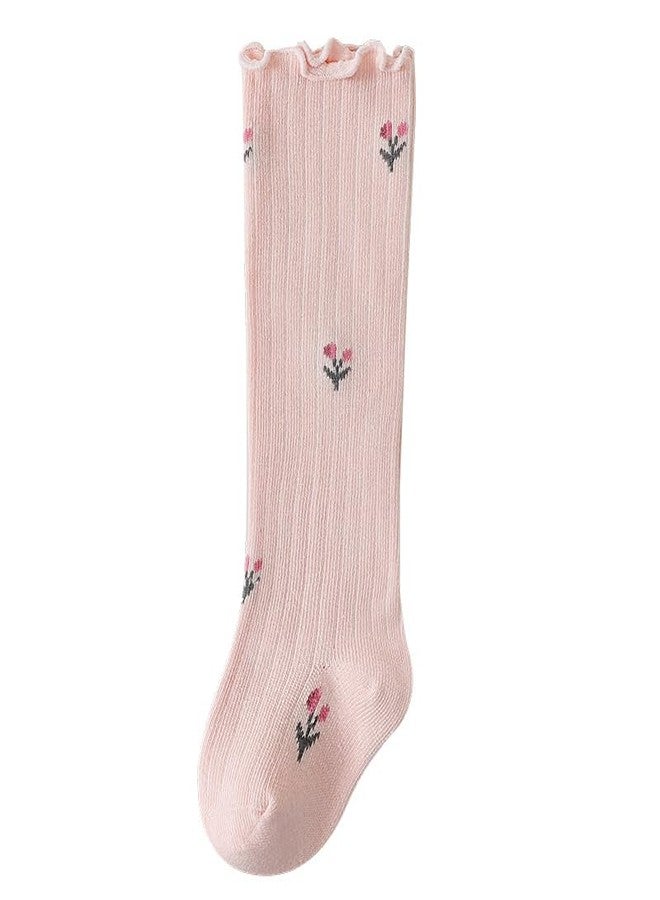 Adeimoo Baby Girls Knee-High Socks Newborn Toddler Keep Warm Floral Cotton Sock Uniform Stockings for Infant Kids 0-6 Months - Image 5