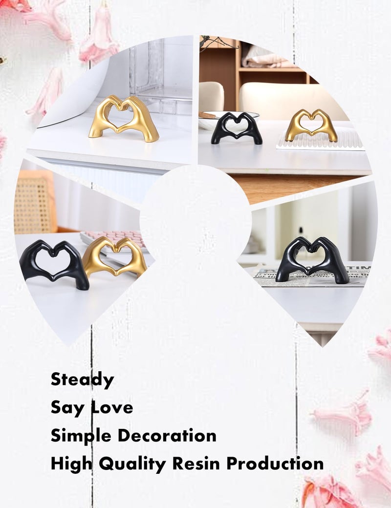 Joogour Small Heart Hands Sculpture-Gold Shelf Decor for Living Room, Love Finger Statue Modern Aesthetic Unique Accent Decor Bedroom Knick Knacks -Gifts for Wedding Christmas Birthday(Gold) - Image 4