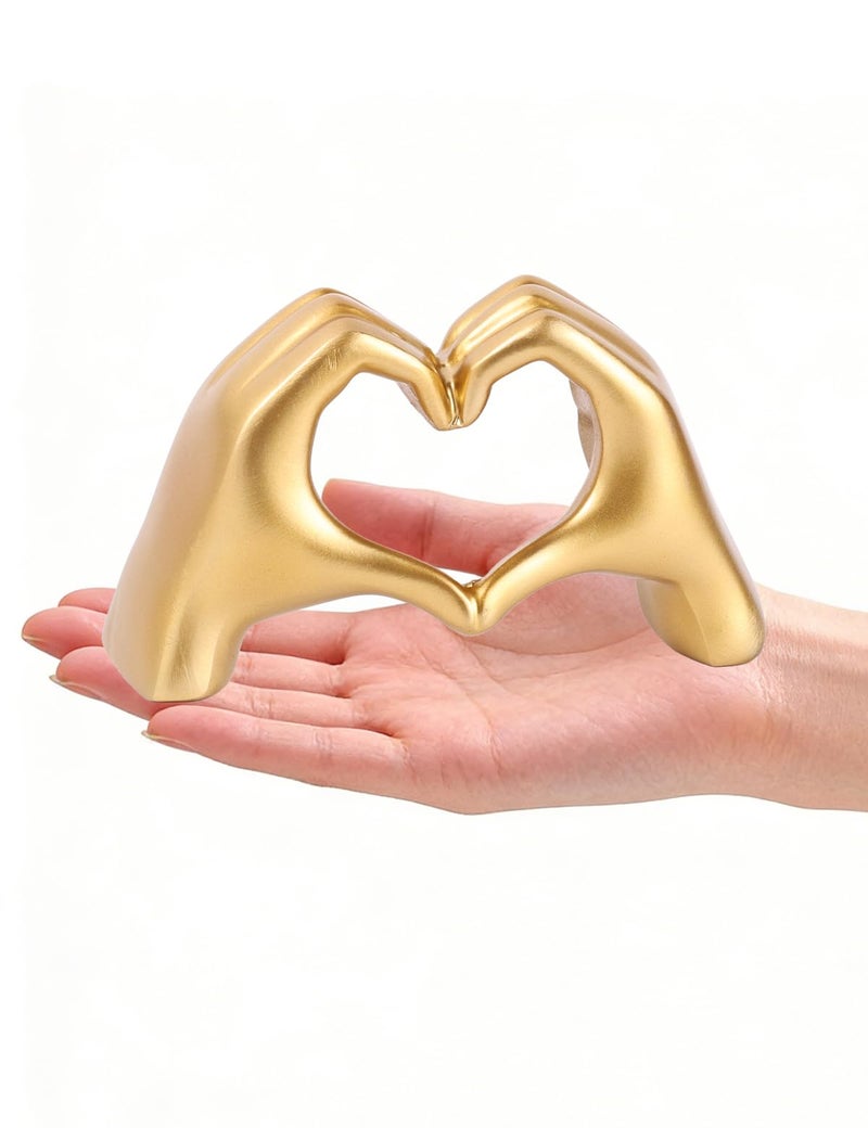Joogour Small Heart Hands Sculpture-Gold Shelf Decor for Living Room, Love Finger Statue Modern Aesthetic Unique Accent Decor Bedroom Knick Knacks -Gifts for Wedding Christmas Birthday(Gold) - Image 1