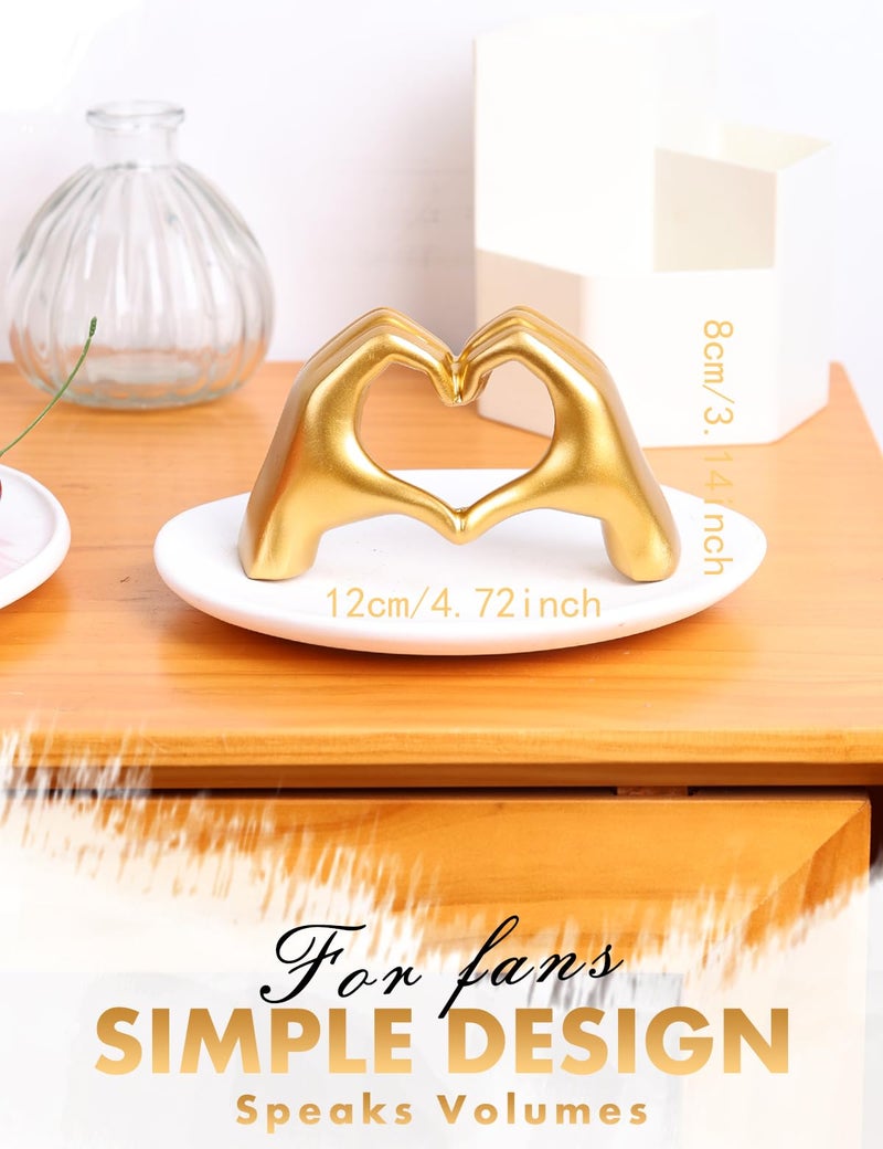 Joogour Small Heart Hands Sculpture-Gold Shelf Decor for Living Room, Love Finger Statue Modern Aesthetic Unique Accent Decor Bedroom Knick Knacks -Gifts for Wedding Christmas Birthday(Gold) - Image 2
