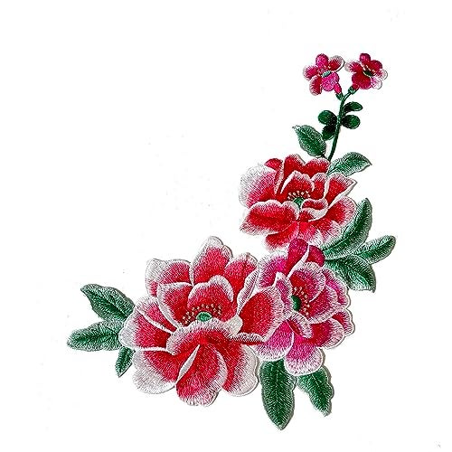 Buysk 1 Piece Sew on Embroidered Applique Floral Patches Beautiful Flower Patches for Sew on Clothes Jackets Hat DIY Decoration Peony Large A2 - Image 1