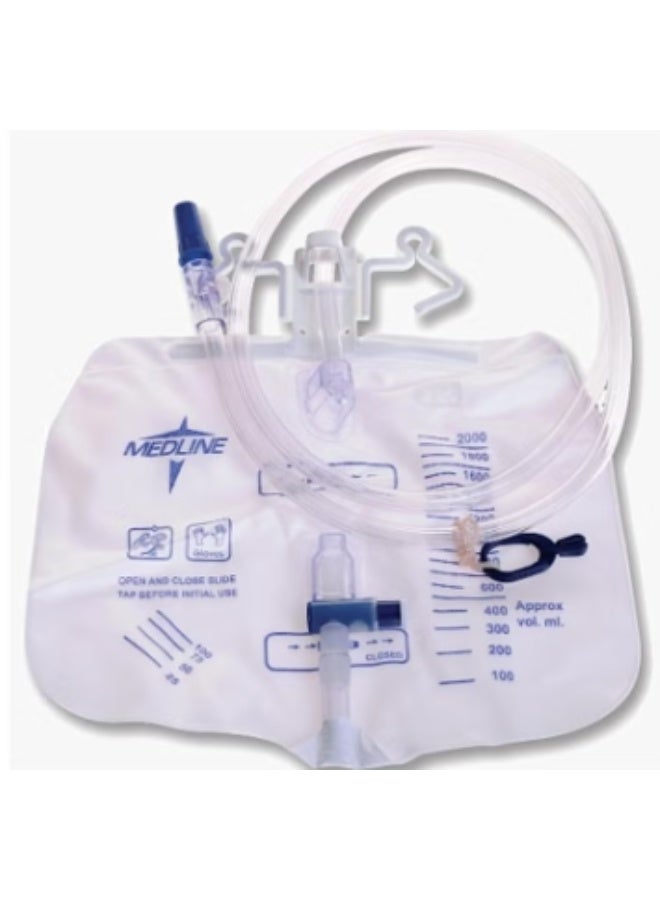 Medline Urine Collection Bag - 2000ml Antibacterial, with Safety Drainage Spout and Fixing Straps, for Home and Hospital Use - Image 1